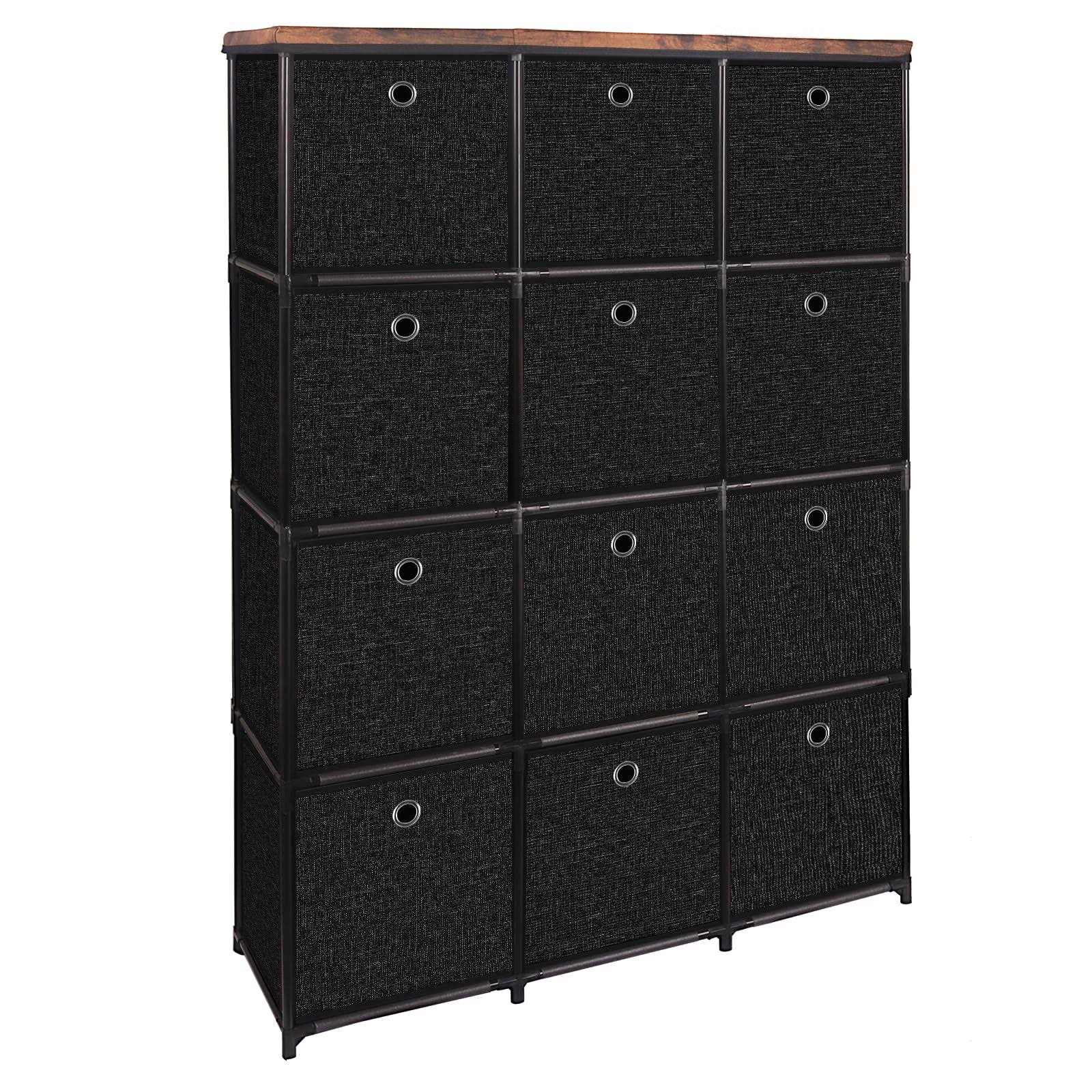 3627aa659574540d934dd92c889ee5dbba92f17ced18d72058b9d7b5973fea31.jpg VASICAR Storage Tower Unit with 12 Drawers, Vintage Floral Cube Organizer Shelf, Tall Fabric Dresser for Bedroom, Closet, Nursery, Hallway, Entryway - Image 1