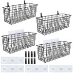 Aozita 2 Wall Mounting Options, 4 Set [Extra Large] Hanging Wall Mount Basket for Storage, Sturdy Steel Wire Baskets, Metal Hang Wall Shelves Bins,