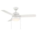 Hampton Bay SW19151P mWh Caprice 44 in. Integrated LED Indoor Matte White Ceiling Fan with Light Kit