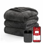 Sunbeam Loftec Wi-Fi Connected Electric Heated Blanket, Slate Gray, Twin