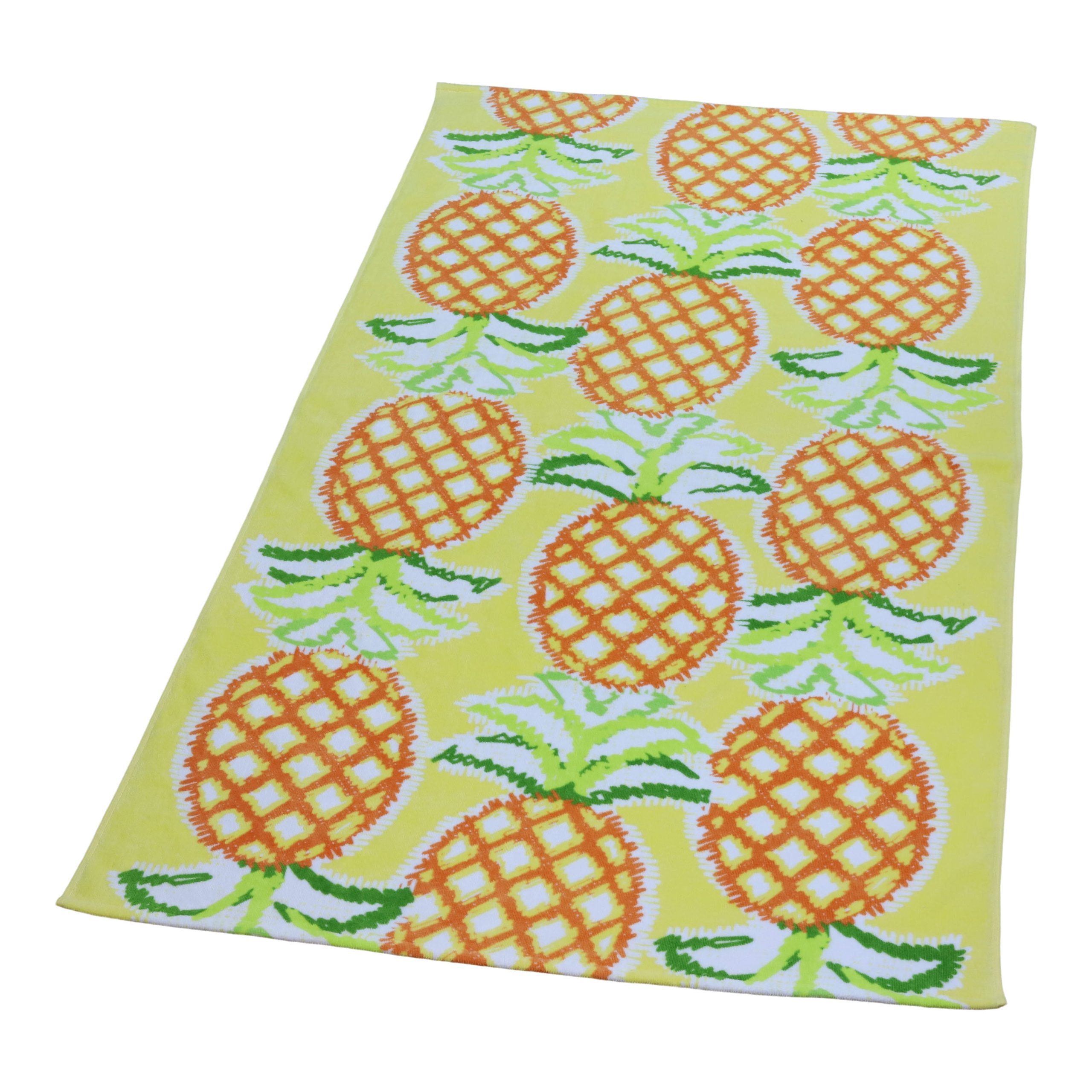 364deb9436abc09dee3d8b00eb992e1b5dbe5c24f7f3c078a7abce87f4a8c4df.jpg Mainstays Beach Towel, Pineapple Print, Size: 64 inch x 34 inch - Image 1
