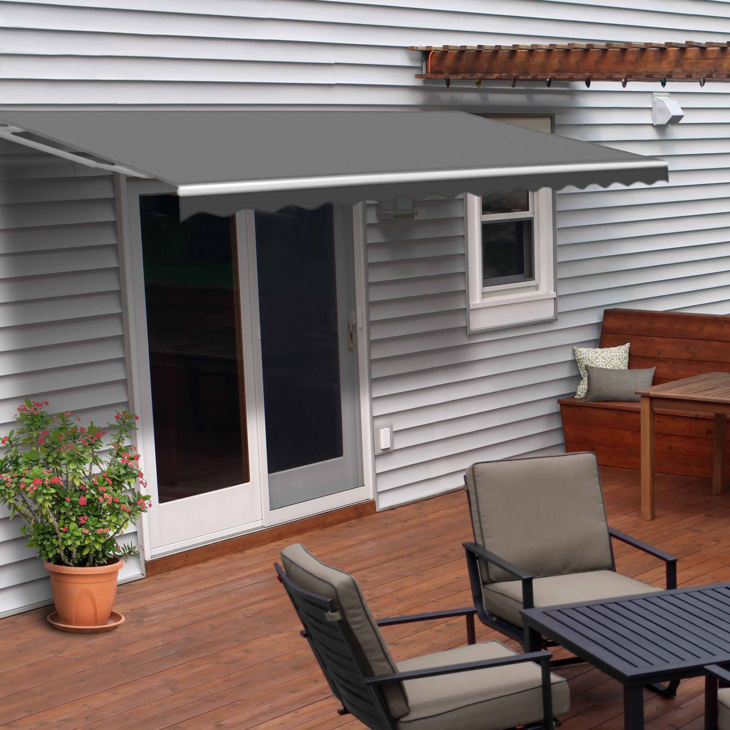 3657679006a669bd3bda013cf3efbcafbac1cc70ea1d7d37f47a43f3d147470c.jpg Aleko Motorized Retractable Patio Awning - 20x10 Feet - Gray - Image 1