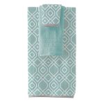 6 Piece Yarn Dyed Towel Set Oxford Aqua