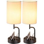 Dreamholder Table Lamp with 3 USB Charging Ports, Modern Desk Lamp with AC Outlet and Phone Stands, Perfect Bedside Lamp for Bed