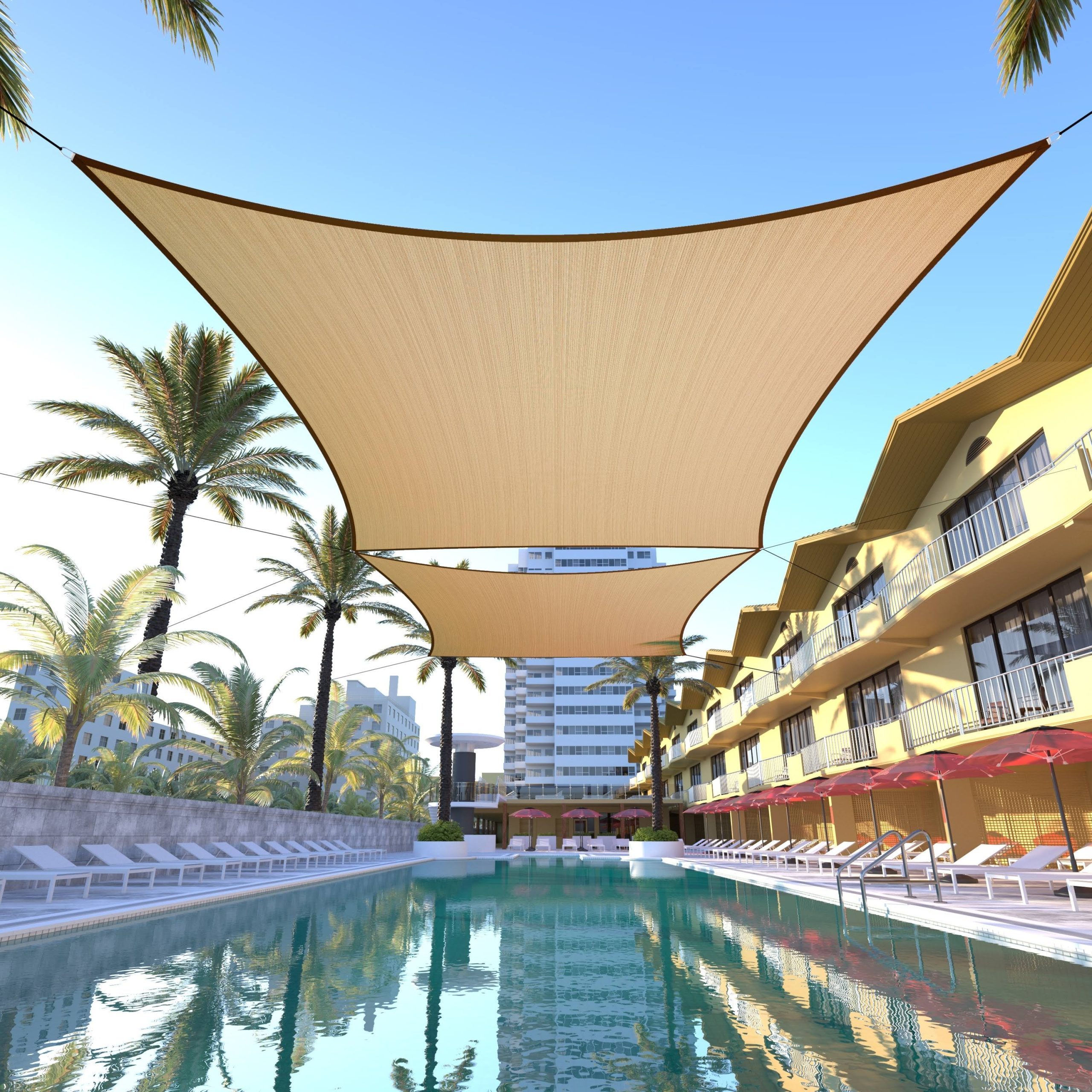36757c0157f9e133d2c26e0dd9ab9cf0379f8cff36d9982a3ca6539d35a68038.jpg 10' x 16' Rectangle Shade Sail ColourTree Color: Sand Beige - Image 1