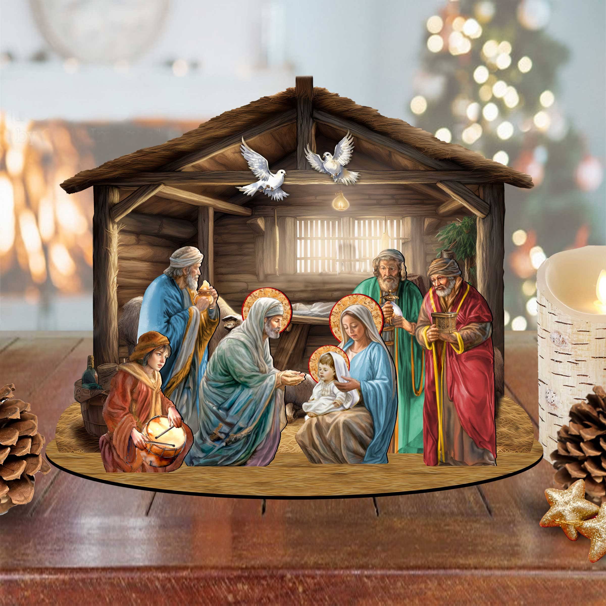 368736f884b7c04d2f96f3e4008e5d33bb89a81eda242fcfd740df7c0cea1678.jpg Designocracy 8.5 in. Nativity Scene Decorative Village Holiday Decor - Image 1