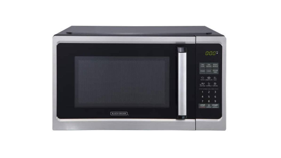 3693537ed999761fc45fe68596c06ca6defaa2233f2d12f120f9f928d40db809.jpg Black + Decker - 0.9 Cu. ft. Professional Countertop 900W Stainless Steel Microwave Oven - Image 1