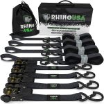 Rhino USA 1in x 15ft Ratchet Tie-Down Set (4-Pack Gray)