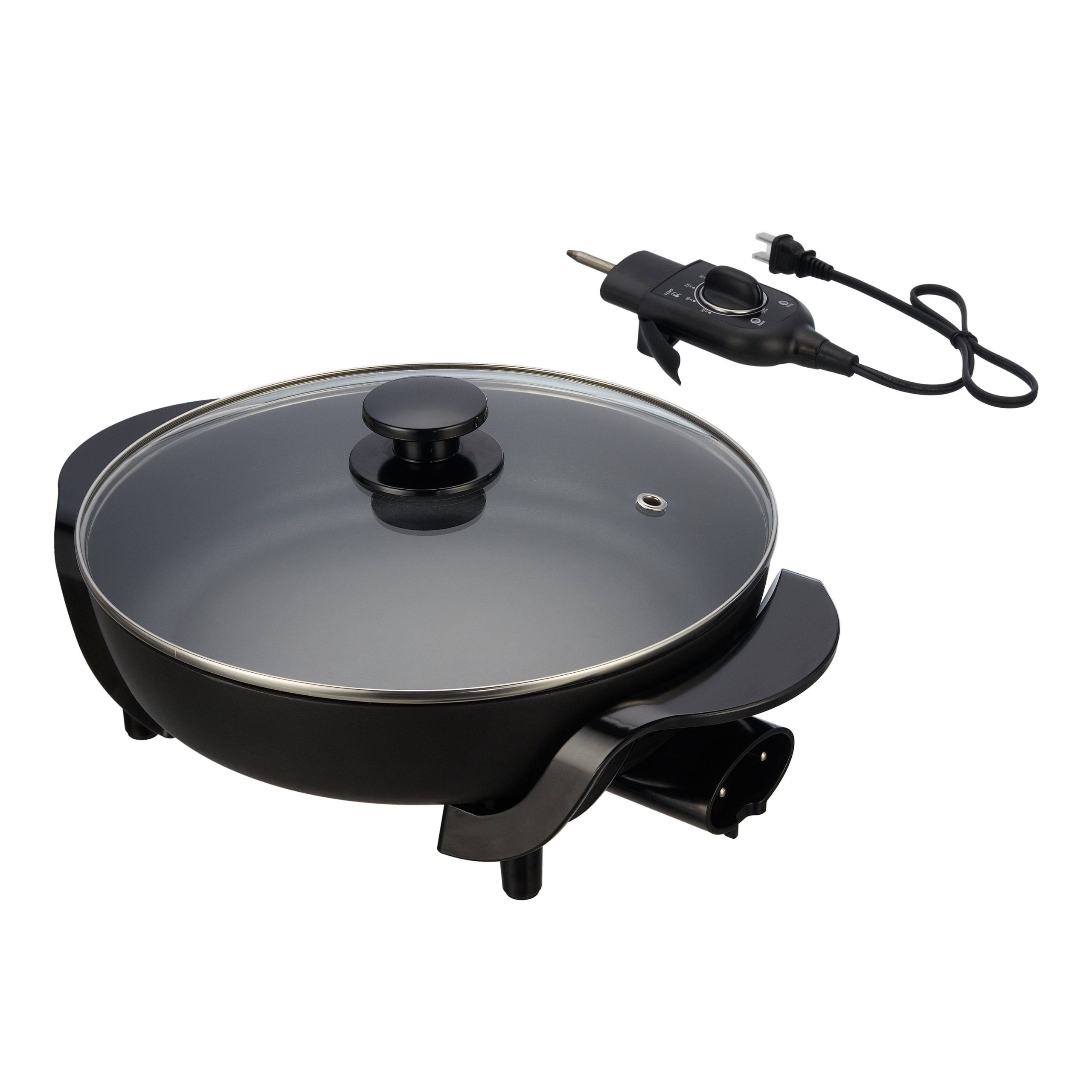 36ea97a759bcd8f5082fc28e59b52030bf2d263ee5053afc8bece3a4fd212a0c.jpg Mainstays 12" Round Nonstick Electric Skillet with Glass Cover, Black - Image 1
