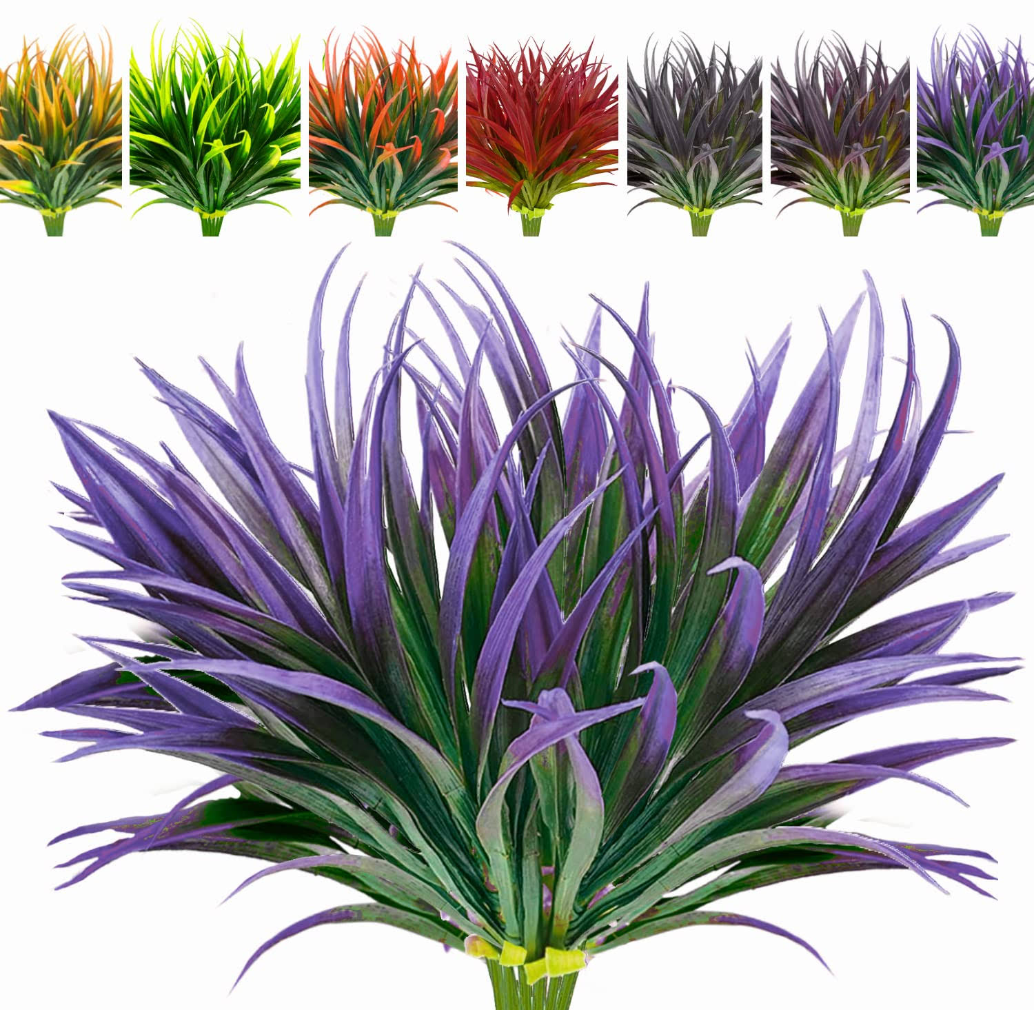 36f803508c41142016f6d1f348cb9f100c63c72e217383a996b536f001e7607d.jpg AUMVEYI 8 Pcs Outdoor Fake Plants UV Resistant Artificial Tall Grass Plants Faux Tropical Flowers Bushes D��cor Fall Winter Summer Planters Patio - Image 1