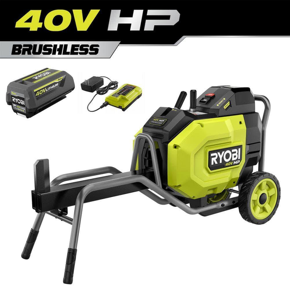 3718caf811b520b4120833b793261d6fe5c0dd85211ed8bb7e9536e7204e77c3.jpg Ryobi 40V HP Brushless 12-Ton Kinetic Battery Electric Log Splitter Kit - 4.0Ah Battery and Charger Included - Image 1