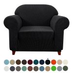 Subrtex Stretch 1-Piece Textured Grid Armchair Slipcover, Black