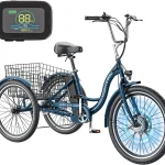Mooncool 24" 26" 3 Wheel Electric Tricycle for Adults, 350W 36V 7 Speeds Motorized Electric Trike Three Wheel Electric Bikes Bicycle with Large Basket for Women Men