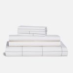 Cooling Cotton Percale Sheet Set - Duvet, Fitted Sheet, Flat Sheet, Pillowcases Size Queen in Black/White | Best Sheets for Hot Sleepers by Brooklinen