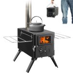HOPUBUY Camping Stove Hot Tent Stove, Portable Camping Wood Burning Stove for Outdoor Cooking and Heating , Small Wood Stove with 7 Stainless Chimney