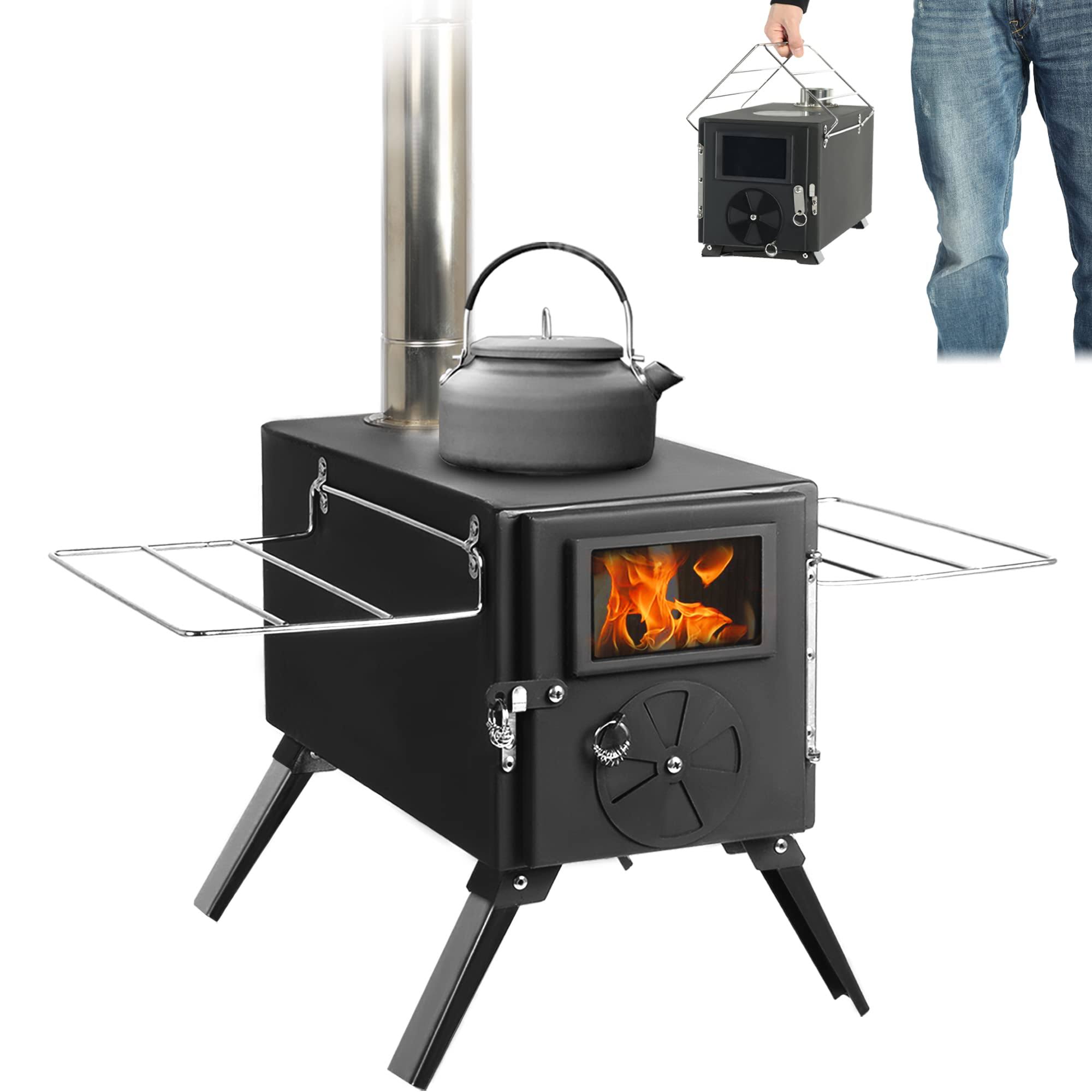 3775d6e12b4d865193a097696c7f213f629af216e829a0fe4fd3a3bde56a2861.jpg HOPUBUY Camping Stove Hot Tent Stove, Portable Camping Wood Burning Stove for Outdoor Cooking and Heating , Small Wood Stove with 7 Stainless Chimney - Image 1