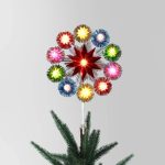 14.5" Pre-Lit LED Tinsel Star Christmas Tree Topper Rainbow - Wondershop