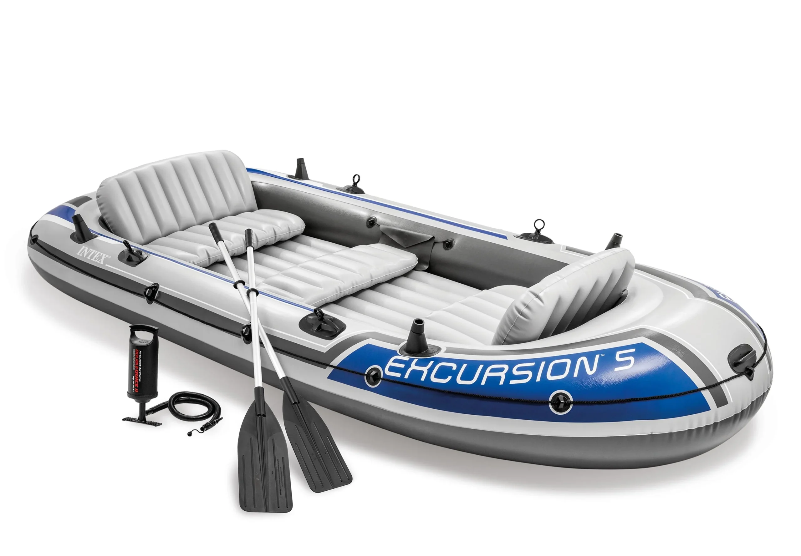 3781fe9d0db91942218265ff268cf034b503eb14027bd8933696ee2068360bbb.webp Intex Excursion 5, 5 - Person Inflatable Boat Set with Aluminum Oars and High O - Image 1