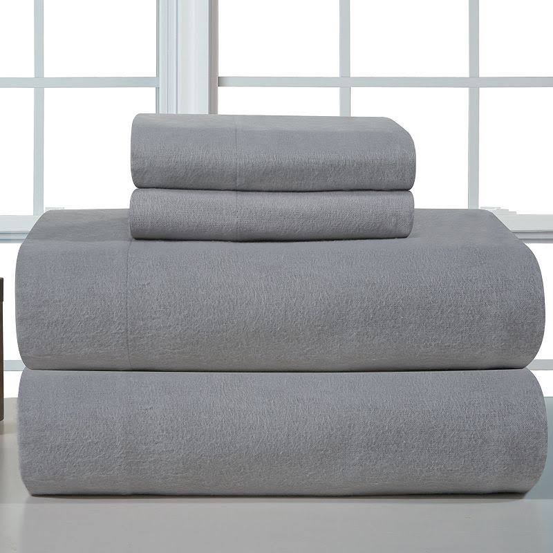 3789c264a0e6ee3346a9babf358232fc9696f8df8f254ca2499fd827753339f8.jpg Pointehaven Heavy Weight Cotton Flannel Sheet Set - Grey - Twin - Image 1