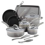 Rachael Ray Hard Enamel Nonstick 14-Piece Cookware Set Gray