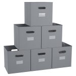 Ornavo Home Foldable Storage Bins Basket Cube Organizer with Dual Handles and Window Pocket - 6 Pack - Gray