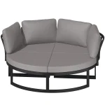 AECOJOY Patio Furniture Outdoor Round Daybed with Removable Cushions 4 Piece Sectional Sofa Patio Furniture Set, Gray