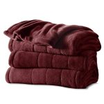 Sunbeam Channeled Microplush Electric Heated Warming Blanket Full Garnet, Red