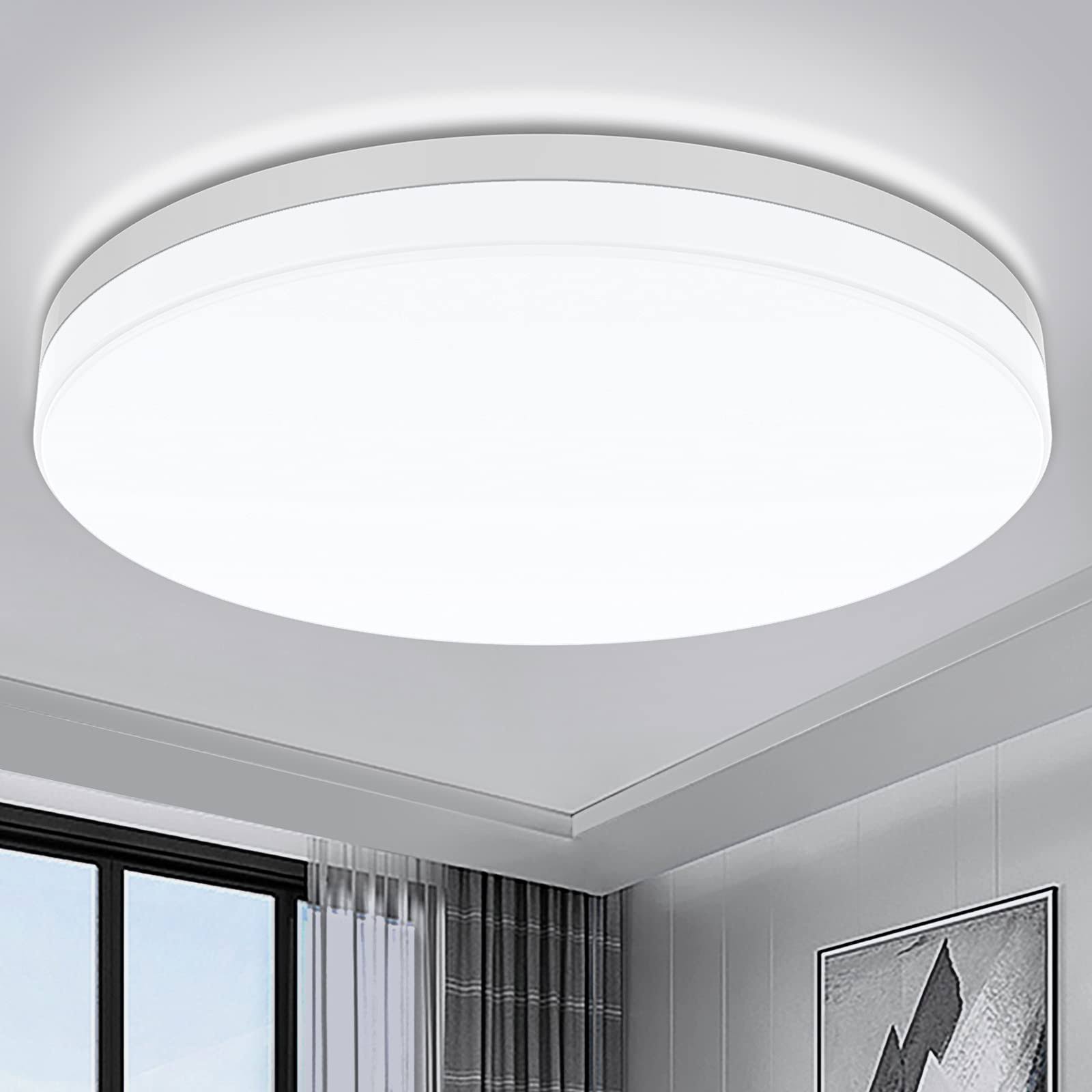 37c6a9afbd827be5cc2727e71e85f0b6e8a3f900505b6da6b4be601f5a406210.jpg Airand 5000K LED Ceiling Light Flush Mount 18W 1650Lm Round LED Ceiling Lamp for Kitchen, Bedroom, Bathroom, Hallway, - Image 1