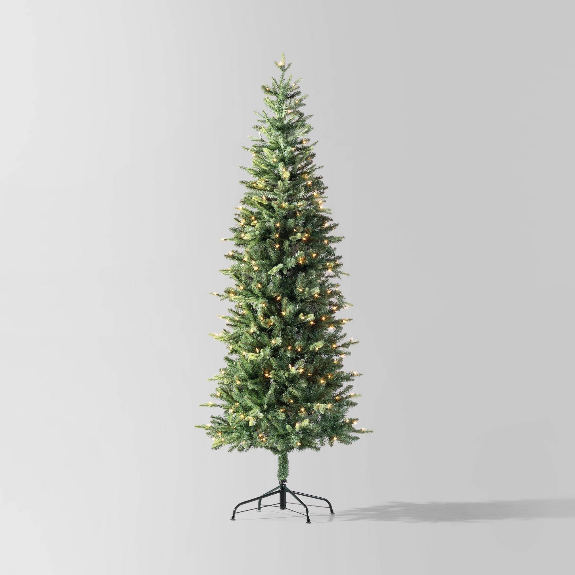 37c7fa8d81a2f318a37b0c5dc9ff00f65014d04f1d6348c6c5502f0eeb069339.jpg 7' Pre-Lit Slim Balsam Fir Artificial Christmas Tree Clear Lights - Wondershop - Image 1