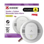 Kidde 900-CUAR-V 120V AC Hardwired Combo Smoke and Carbon Monoxide Voice Alarm, Interconnectable with AA Battery Backup