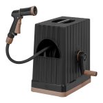 Iris 65ft All-in-One Hideaway Sun Protective Portable and Retractable Hose Reel for 1/2" HOSES Storage Box, Black