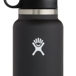 Hydro Flask Water Bottle - Wide Mouth Straw Lid 2.0 - 40 oz Black