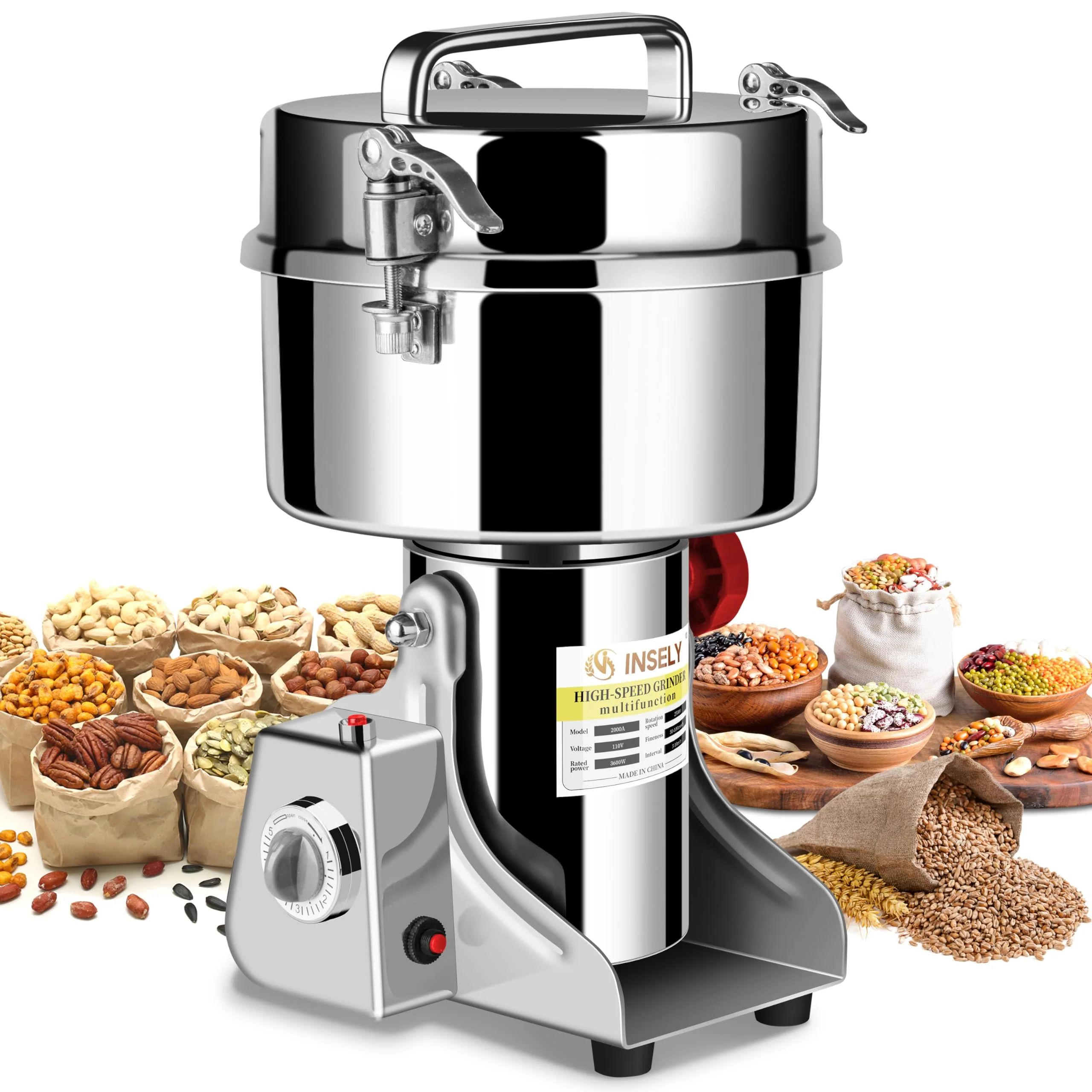 380f09bcc08e01b78f292833f9568ce441091b9580edd5f0c3fbfabb75a100d8.webp INSELY Stainless Steel 2000g High Speed Food Grain Mill Grinder - Image 1