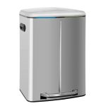 10 Gallon(40L) Trash Can, Fingerprint Proof Stainless Steel Kitchen Garbage Can with Removable Inner Bucket and Hinged Lids, Pedal Rubbish Bin for
