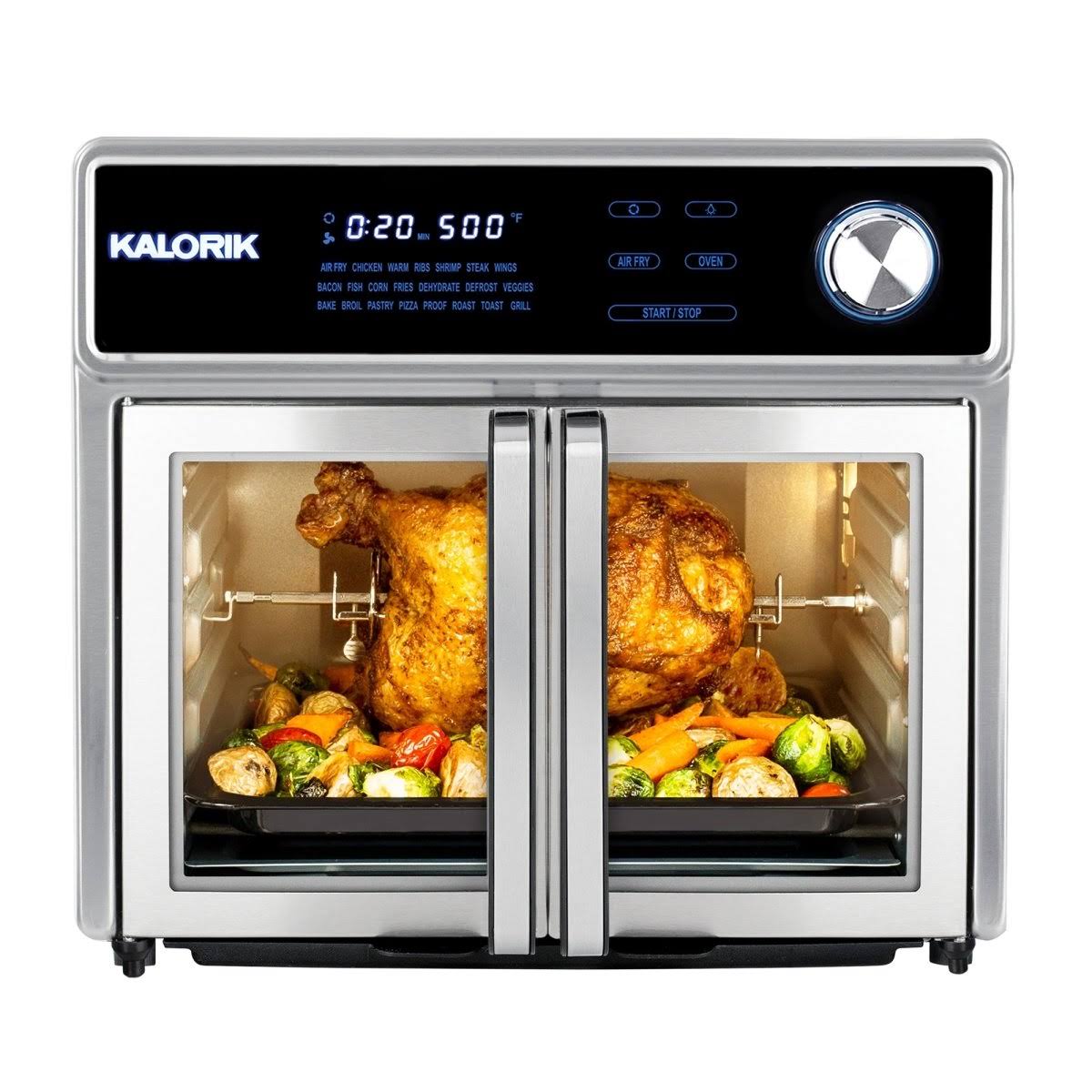 3833a9a82977e5e409c95e77348354283bf061a16cea5278db0de0e45aaf115e.jpg Kalorik Maxx 26 Quart Digital Air Fryer Oven Grill Deluxe, Stainless Steel - Image 1