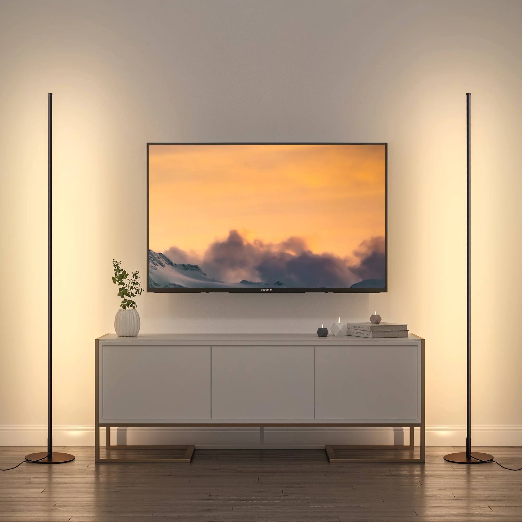 3847608d27a3c6df067537e9335507284e90f1d2d16ffa78657023b351f98b96.jpg DEWENWILS LED Corner Floor Lamp Set of 2, Minimalist Dimmable Mood Lighting, Standing Clearance Floor Lamps for Living Room, Bedroom, Office, 3000K, - Image 1