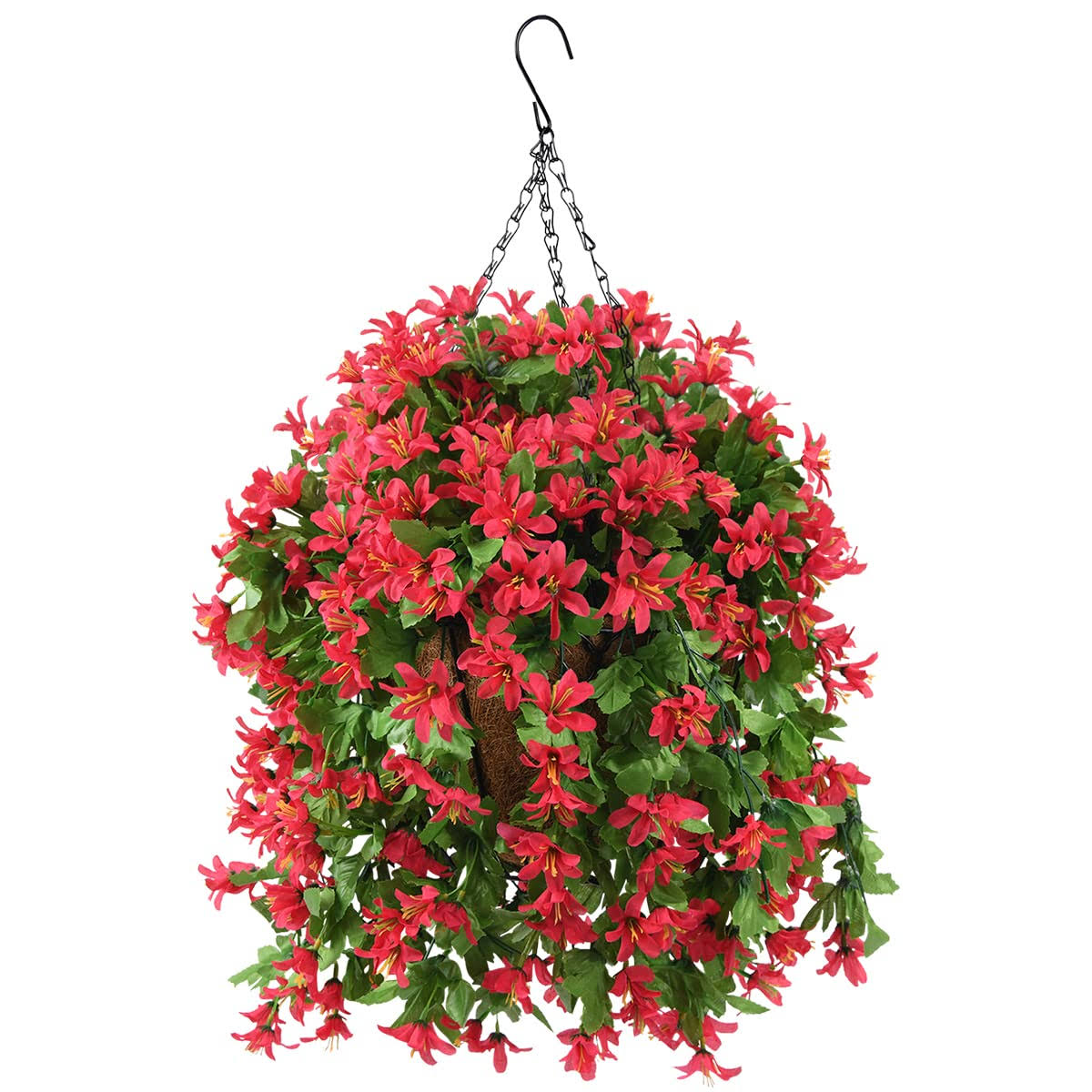 385050ca109d850a5981786251776f5bb5c4f97eecd1240ac0511cb413e5a4c3.jpg INQCMY Artificial Hanging Violet Flowers in Basket for Patio Garden - Image 1
