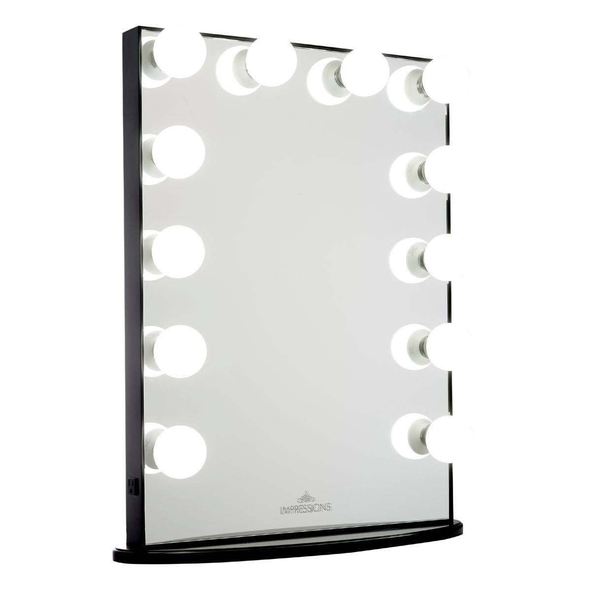 385b06cdedd70da61138d559847cf2d1c89ebbfd9abe381c3b51ba235f634292.jpg Hollywood Glow XL Vanity Mirror in Pro Black | 26.5 x 8 x 32 in | Impressions Vanity Co. | Aluminum/Glass - Image 1
