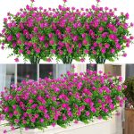 ArtBloom 24 Bundles Outdoor Artificial Flowers UV Resistant Fake Boxwood Plants, Faux Greenery for Indoor Outside Hanging Plants Garden Porch Window