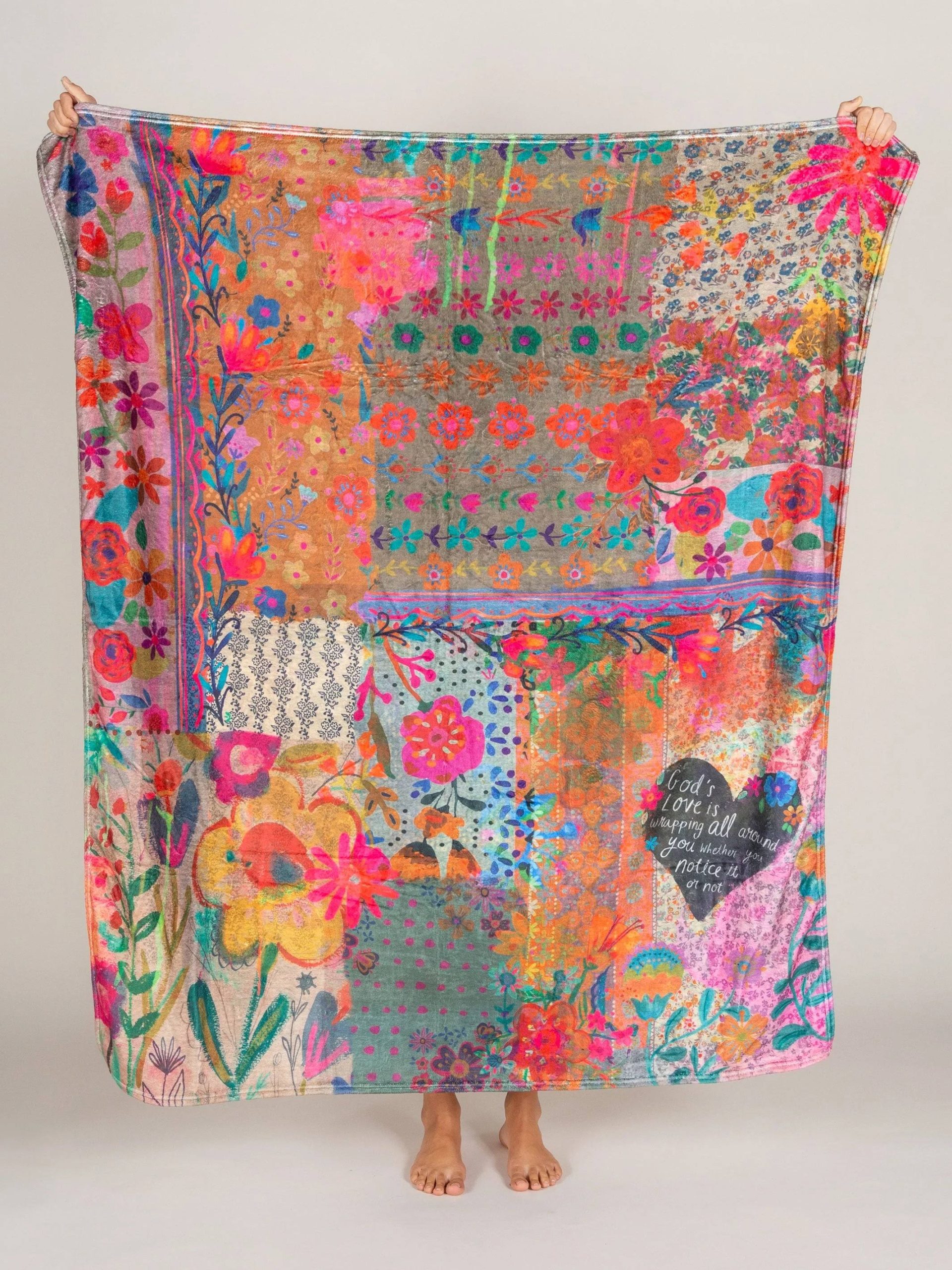 38718afb7a54736fc61d39ee860455dbc5094be3647ddfa93e8984012433b898.jpg Natural Life Cozy Throw Blanket - God's Love Patchwork - Image 1