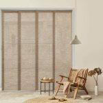 GoDear Design Adjustable Sliding Panel Track Blind 45.8 inch- 86 inch W x 96 inch H, Vertical Blinds, Yoga, Size: 45.8-86 W x 96 H, Beige