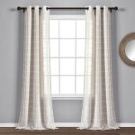 Lush Decor Beige Farmhouse Textured Grommet Sheer Window Curtain Set