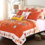Barefoot Bungalow Topanga Bohemian Floral Orange Quilt Set King
