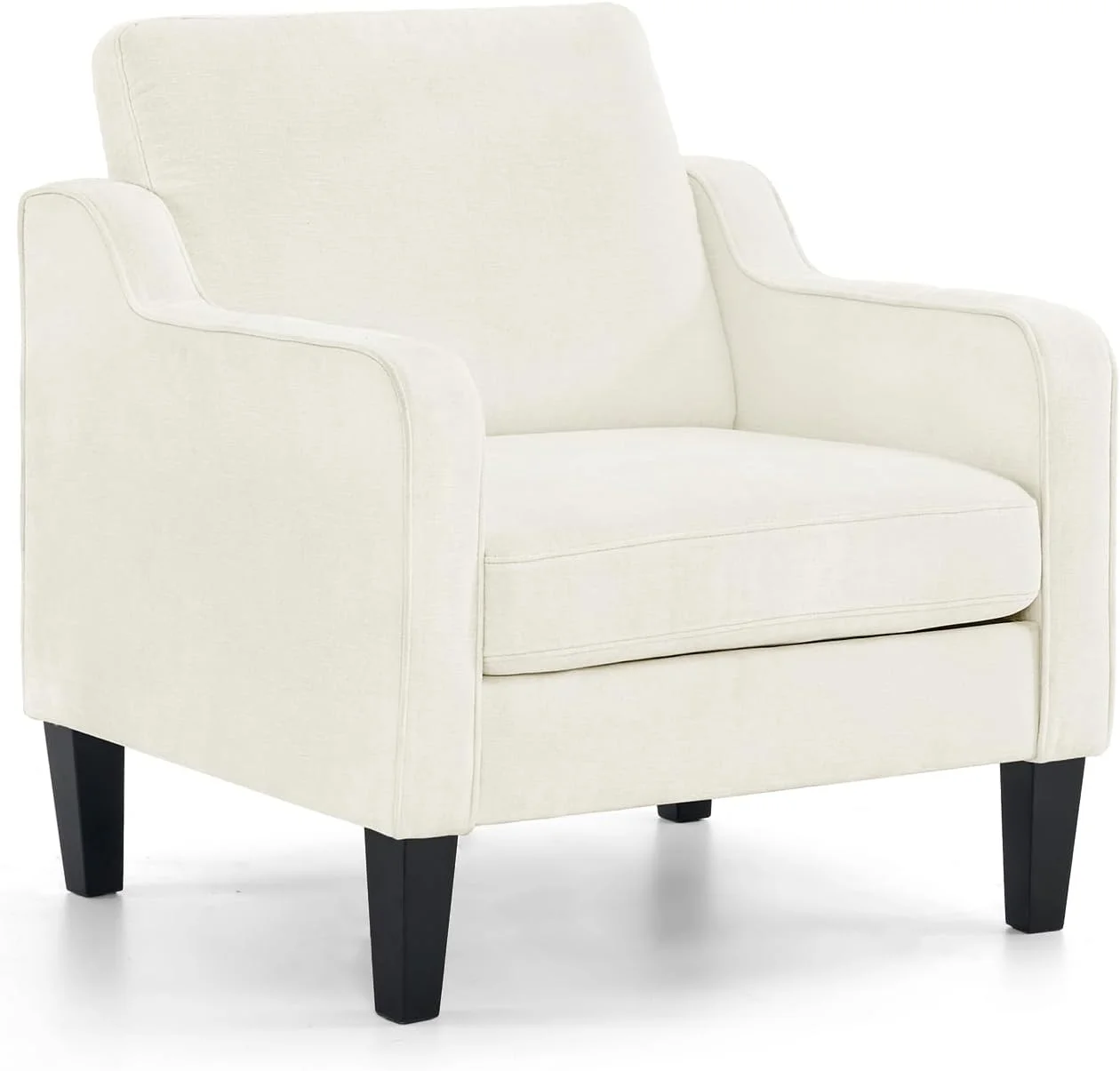 38af594a1c2a01846133c2bfd7c4bf779ef1df4b49f59d2947d554b11869be7c.webp VINGLI Mid Century Modern Chenille Comfy Armchair, Creamy White - Image 1