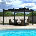 Veikous 10' x 10' Outdoor Metal Pergola, Aluminum Gazebo w/Retractable Canopy for Patio, Gray