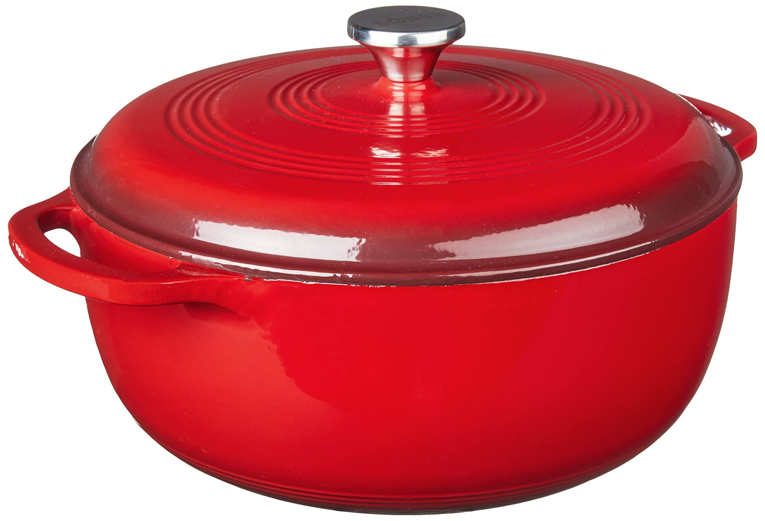 38beb9c008698f0a1bc2f152de936685b8772e4b449b6182010f486ee69c8054.jpg Lodge 7.8Qt Color Enamel Dutch Oven EC7D43 - Image 1