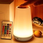 THAUSDAS Night Light, Dimmable Touch Lamp for Bedroom, Portable Table Bedside Lamp, 5 Brightness & 13 RGB Colors, Night Lights for Bedroom/Baby