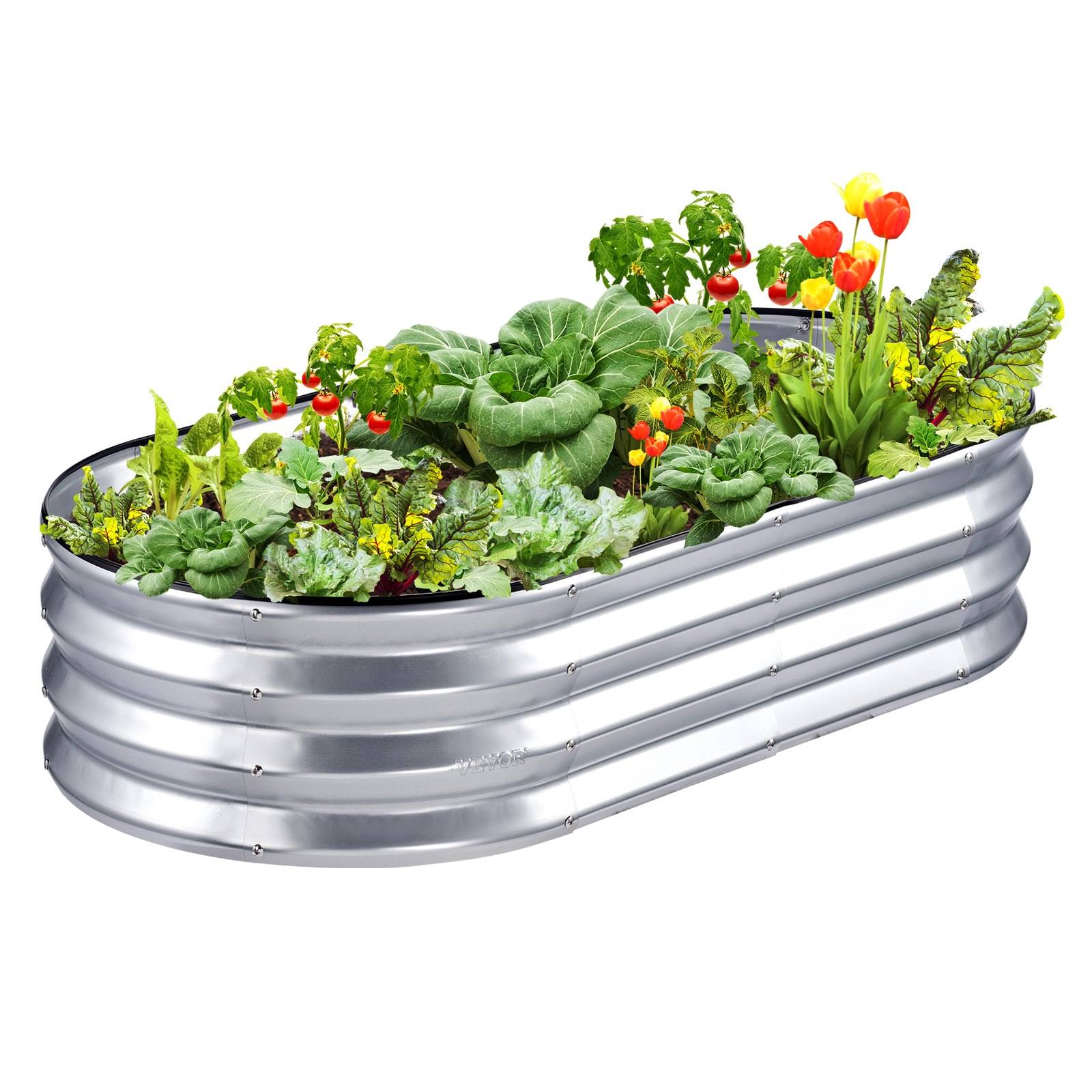 38fc3de8f69e1b603b5124f7cf2f79a3cf41de2d3ef5888f88886b862cf7c149.jpg VEVOR Galvanized Raised Garden Bed Planter Box 48.2x24.6x11" Flower Vegetable - Image 1