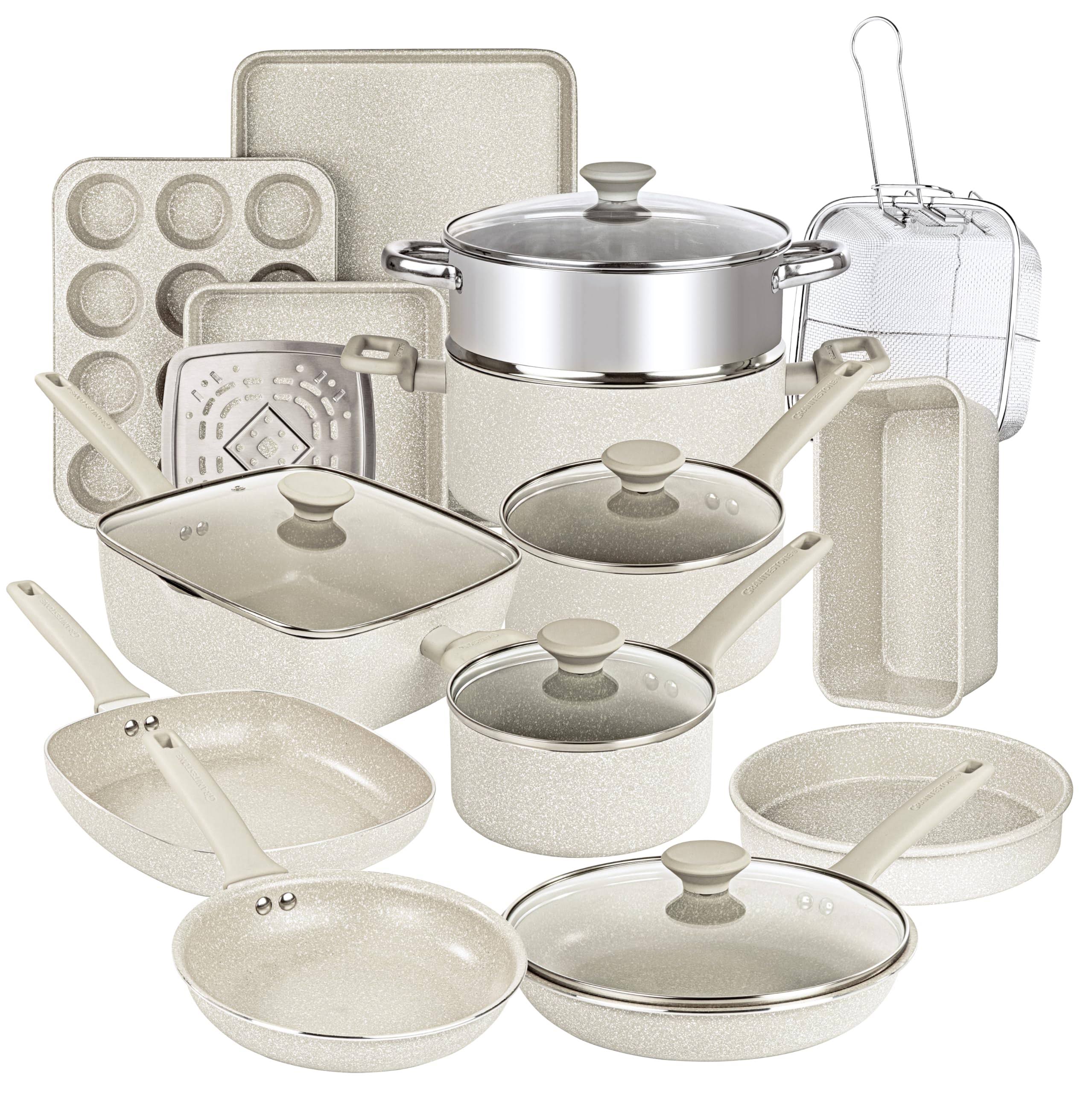 3911500790dbc6b2ed5b3fda00848e273a9cb94dec44f4d0fabe4d851631a72e.jpg Granitestone Desert Collection 20-Piece Cookware & Bakeware Set in Beige - Image 1