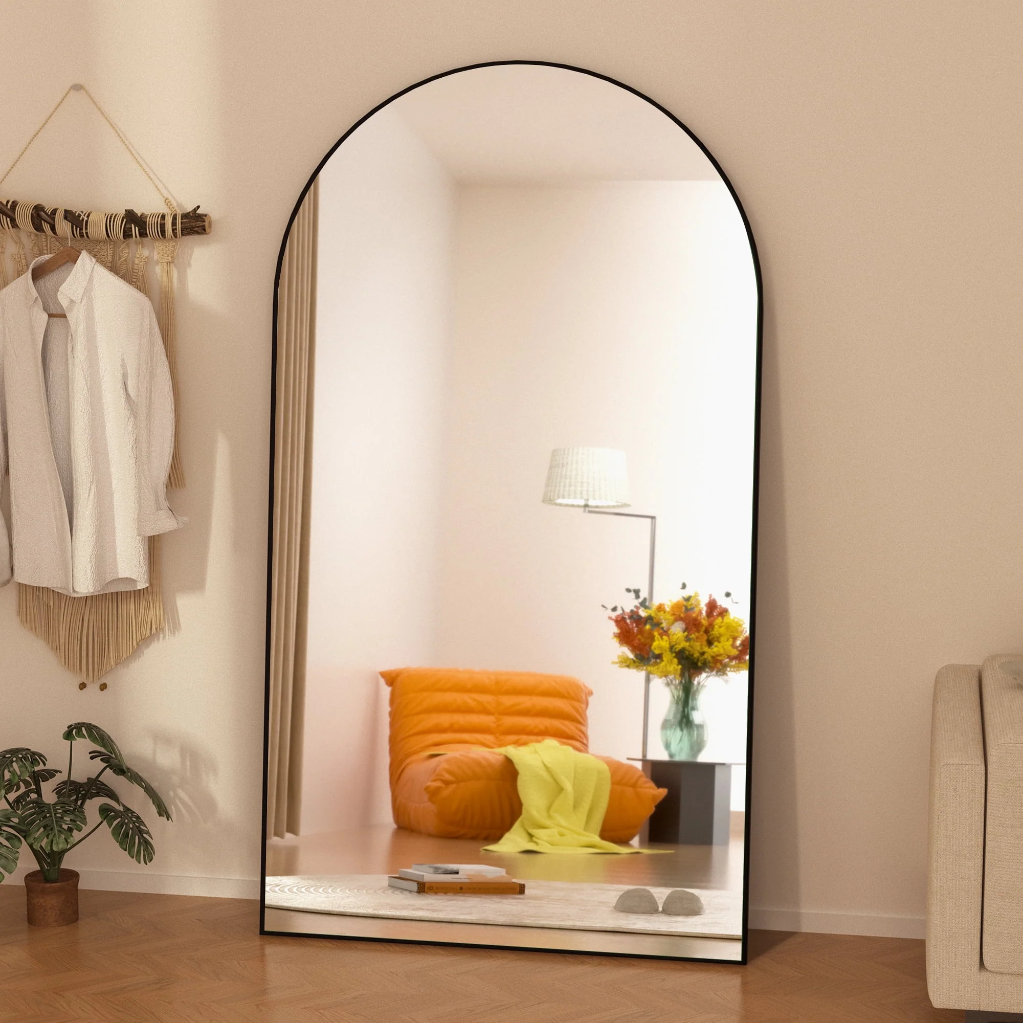 3914d40f474f6ca4665c4ca9a83bd5ba34717970ec1ddf5d415fc11bbab1ed13.webp Ufurpie 71"×32" Large Full Length Mirror, Arch Mirror, Floor Mirror with Stand, for Bedroom Living Room Dressing Room, Black - Image 1